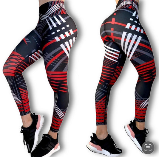 Curvy Legging’s Red + White + Black + Gray | Control Abdomen