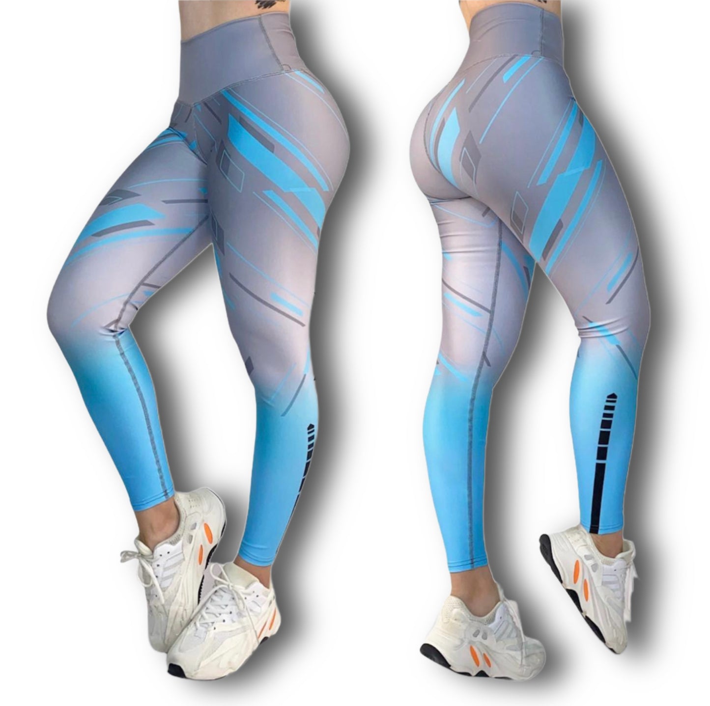 Curvy Legging’s Sky Blue & Gray | Control Abdomen